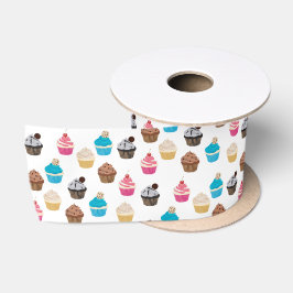 Farbiges Niedliches Cupcakes-Muster Satinband