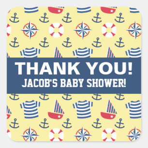 Farbiges Niedliches Sailboat Anchor Nautical Party Quadratischer Aufkleber