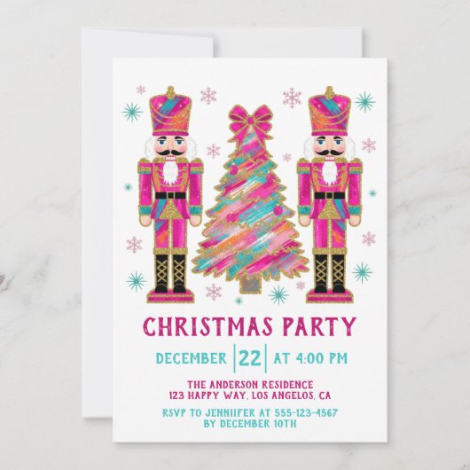 Farbiges Nutcracker Weihnachtsbaum-Party Einladung (Vorderseite)