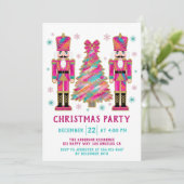 Farbiges Nutcracker Weihnachtsbaum-Party Einladung (Stehend Vorderseite)