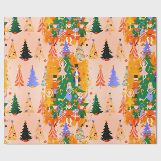 Farbiges Nutcracker World Christmas Wrapping Paper Geschenkpapier (Flach)
