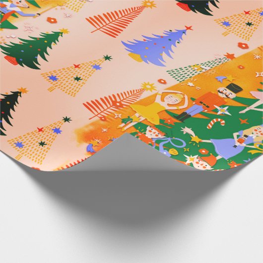Farbiges Nutcracker World Christmas Wrapping Paper Geschenkpapier (Ecke)