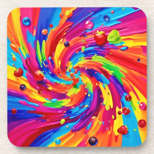 Farbiges Obst Vortex Getränkeuntersetzer (Vorderseite)