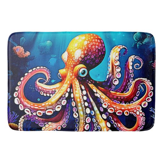 Farbiges Octopus View Design Badematte (Vorderseite)