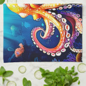 Farbiges Octopus View Design Geschirrtuch (Gefaltet)