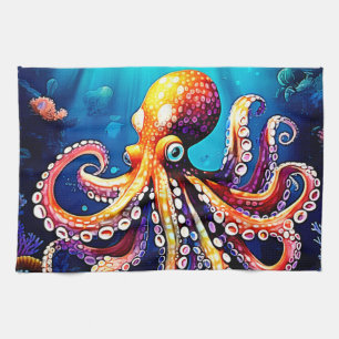 Farbiges Octopus View Design Geschirrtuch