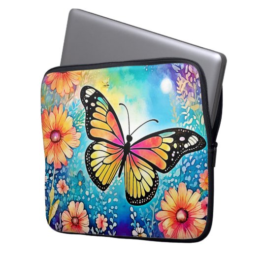 Farbiges Octopus View Design Laptopschutzhülle (Vorderseite Links)