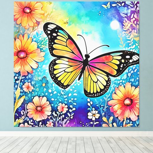 Farbiges Octopus View Design Leinwanddruck (Insitu (Holzboden))