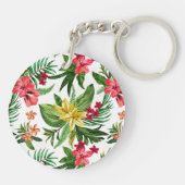 Farbiges Oleander-Muster Schlüsselanhänger (Rückseite)