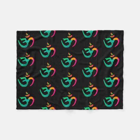 Farbiges OM-Zeichen Fleecedecke (Vorderseite (Horizontal))