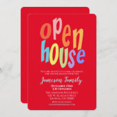 Farbiges Open House Party Einladung (Vorne/Hinten)