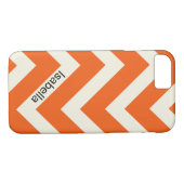 Farbiges oranes Zickzack Muster mit Monogramm Case-Mate iPhone Hülle (Rückseite (Horizontal))
