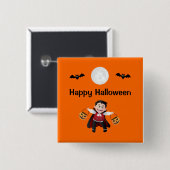 Farbiges Orange Jumping Halloween Kids Party Button (Vorne & Hinten)