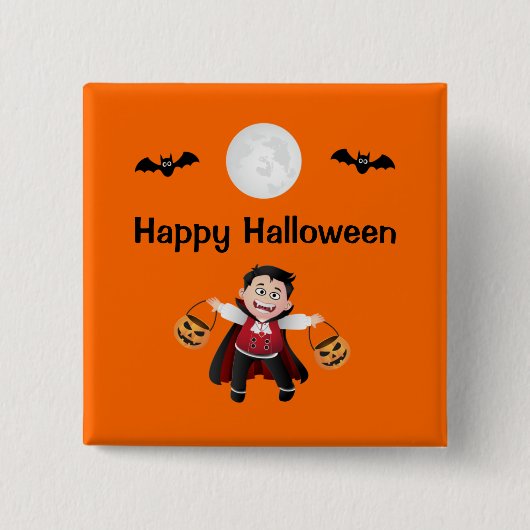 Farbiges Orange Jumping Halloween Kids Party Button (Vorderseite)