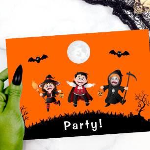 Farbiges Orange Jumping Halloween Kids Party Einladung