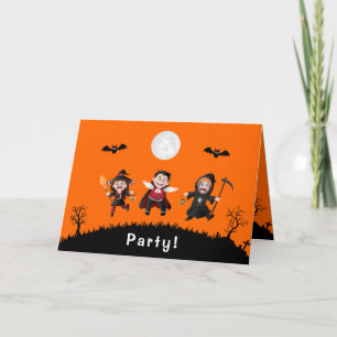 Farbiges Orange Jumping Halloween Kids Party Einladung