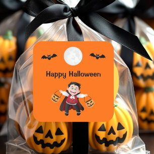 Farbiges Orange Jumping Halloween Kids Party Quadratischer Aufkleber