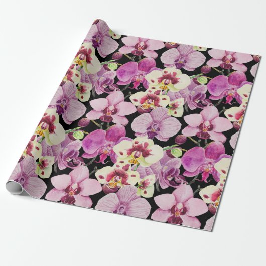 Farbiges Orchid-Blume-Muster Geschenkpapier (Ungerollt)