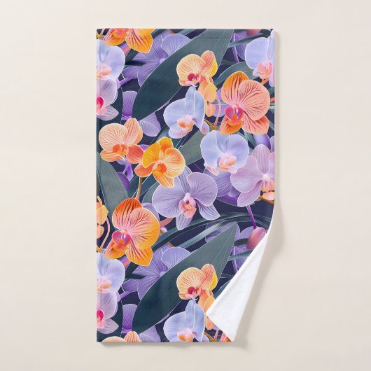 Farbiges Orchideenmuster Badhandtuch Set (Handtuch)