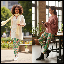 Farbiges organisches Kieselstein Grün Wiederholung Leggings
