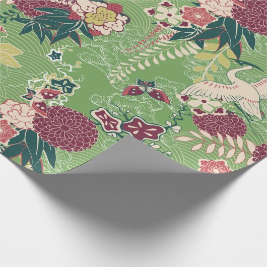 Farbiges orientalisches Seidenmuster Geschenkpapier (Ecke)