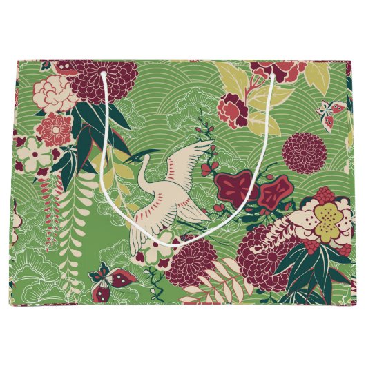 Farbiges orientalisches Seidenmuster Große Geschenktüte (Vorderseite)