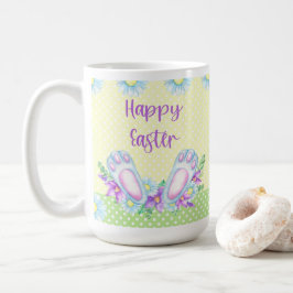 Farbiges Osterdesign mit sonnigen Ohren und Frühli Kaffeetasse