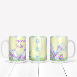 Farbiges Osterdesign mit sonnigen Ohren und Frühli Kaffeetasse