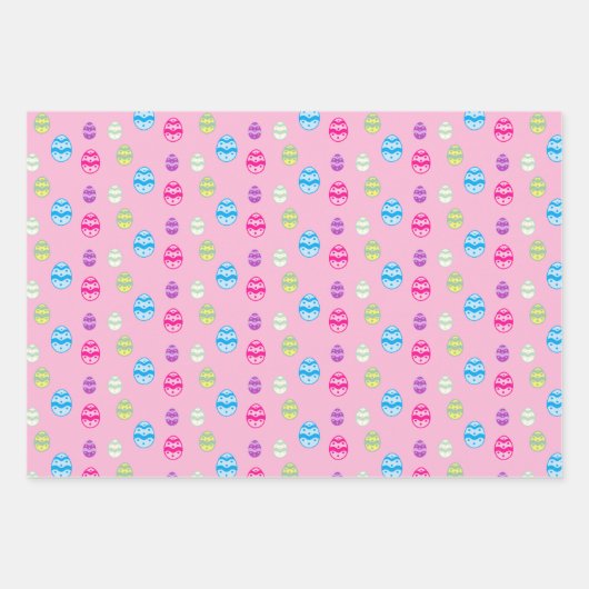 Farbiges Ostereier Muster Geschenkpapier Set (Vorderseite)