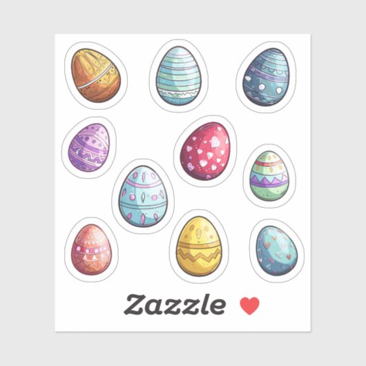 Farbiges Ostereier-Set Aufkleber (Blatt)