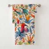 Farbiges Otomi-Vogelmuster Badhandtuch Set (Insitu)