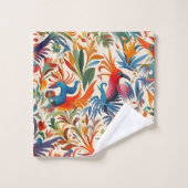 Farbiges Otomi-Vogelmuster Badhandtuch Set (Waschlappen)
