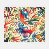 Farbiges Otomi-Vogelmuster Fleecedecke (Vorderseite (Horizontal))