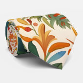 Farbiges Otomi-Vogelmuster Krawatte (Gerollt)