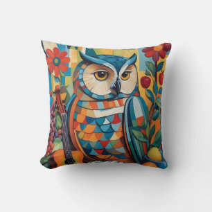 Farbiges Owl Still Life Portrait Kissen
