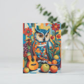 Farbiges Owl Still Life Portrait Postkarte (Stehend Vorderseite)