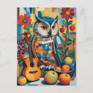 Farbiges Owl Still Life Portrait Postkarte