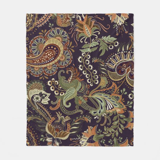 Farbiges Paisley Muster. Ethnische Vintage Tapete Fleecedecke (Vorderseite)