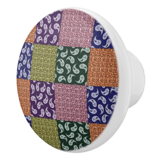 Farbiges Paisley Patchwork-Muster Keramikknauf (Rechts)