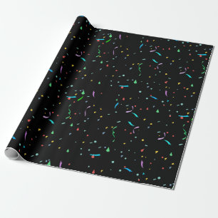 Farbiges Papier Confetti auf Schwarz  Wrackpapier Geschenkpapier