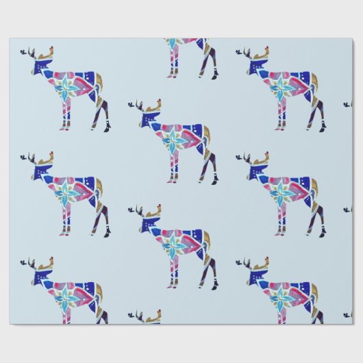 Farbiges Papier für das Blumengewirr von Hirschen, Geschenkpapier (Flach)