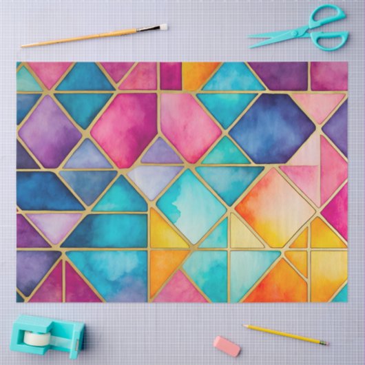 Farbiges Papier für die Glaskunsttafel (Basteln)