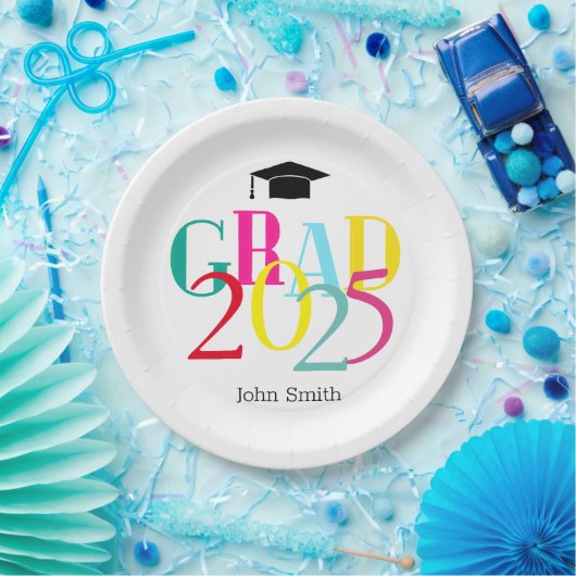 Farbiges Papier GRAD 2024 Graduation Party Pappteller (Party)