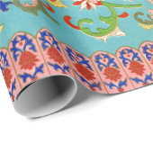 Farbiges Papier mit Blumenmuster Geschenkpapier (Rolleneckpunkt)