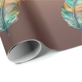 Farbiges Papier Orange Green Feathers aus glänzend Geschenkpapier (Rolleneckpunkt)