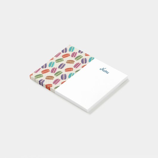 Farbiges Pariser Macarons-Muster Post-it Klebezettel (angewinkelt)