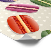 Farbiges Pariser Macarons-Muster Poster (Ecke)