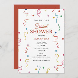 Farbiges Party Confetti Brautparty Einladung