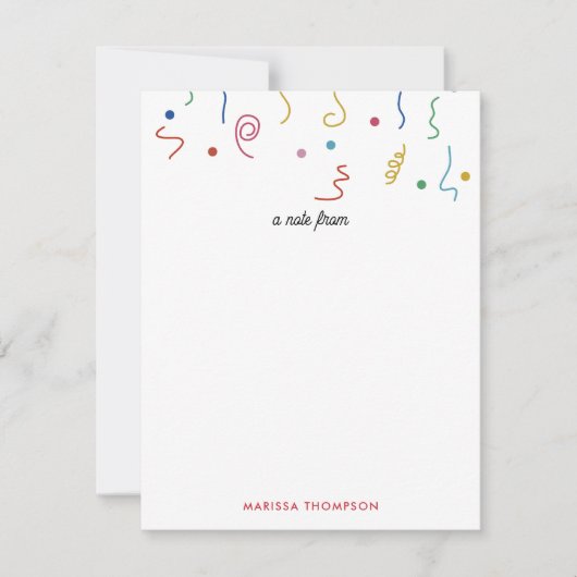 Farbiges Party Confetti Individuelle Name Mitteilungskarte (Vorderseite)