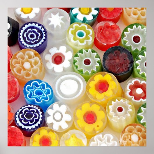 Farbiges Party der Blume. Großkunstdruck auf Leinw Poster (Vorne)